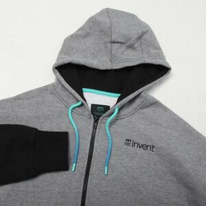 AWS Re:Invent 2025 Hoodie Sweatshirt Mens Large Gray Full Zip Fleece Logo
